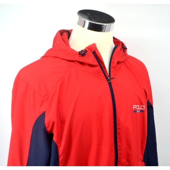 POLO SPORT PERFORMANCE‎ Vintage Men's Hooded Windbreaker SIZE XL Red - Picture 3 of 7